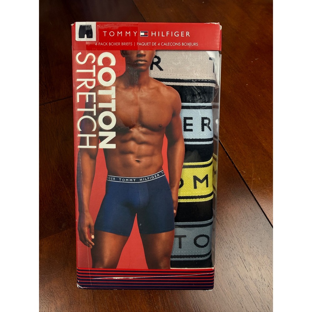 Tommy Hilfiger Mens 4-Pack Cotton Stretch Soft Boxer Briefs XL Black NIB